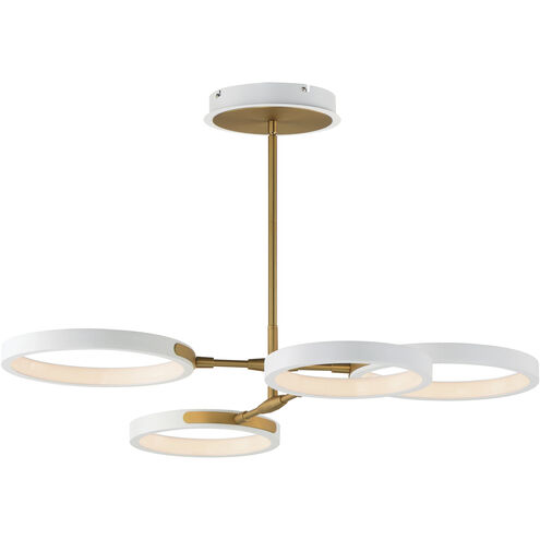 Hoopla LED 33 inch White and Gold Chandelier Ceiling Light in White/Gold