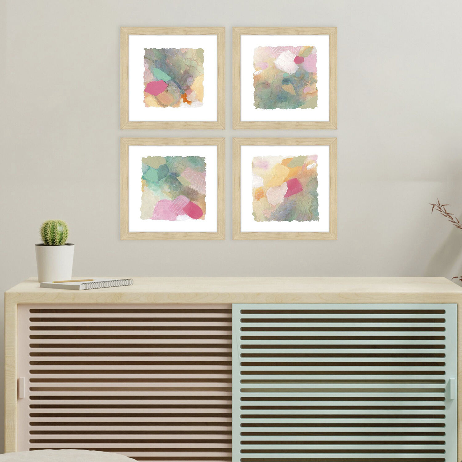 Seagrass Pastels Pink and Green and Teal Framed Art, Propac