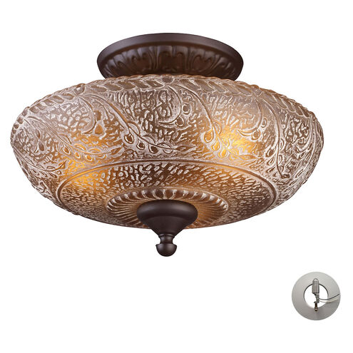 Dwight 3 Light 14 inch Oil Rubbed Bronze Semi Flush Mount Ceiling Light