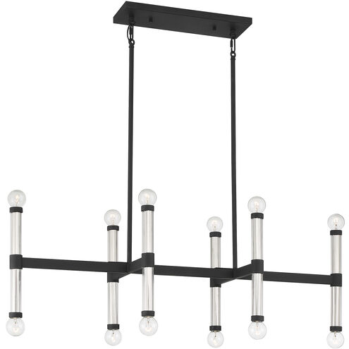 Kingsburg 12 Light 38 inch Matte Black Linear Chandelier Ceiling Light