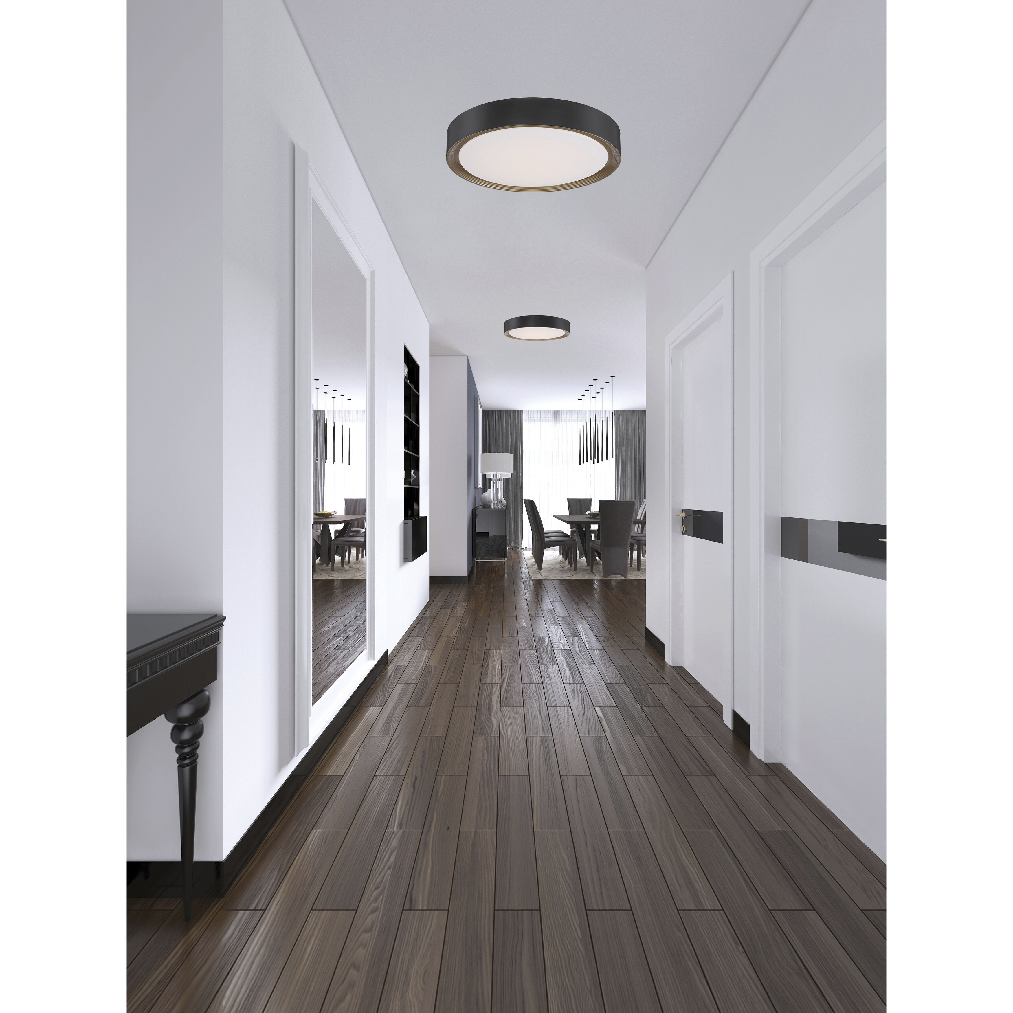 Malaga LED 23.75 inch Matte Black and White Flush Mount Ceiling Light
