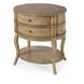 Jarvis Oval 2-Drawer Side Table in Beige