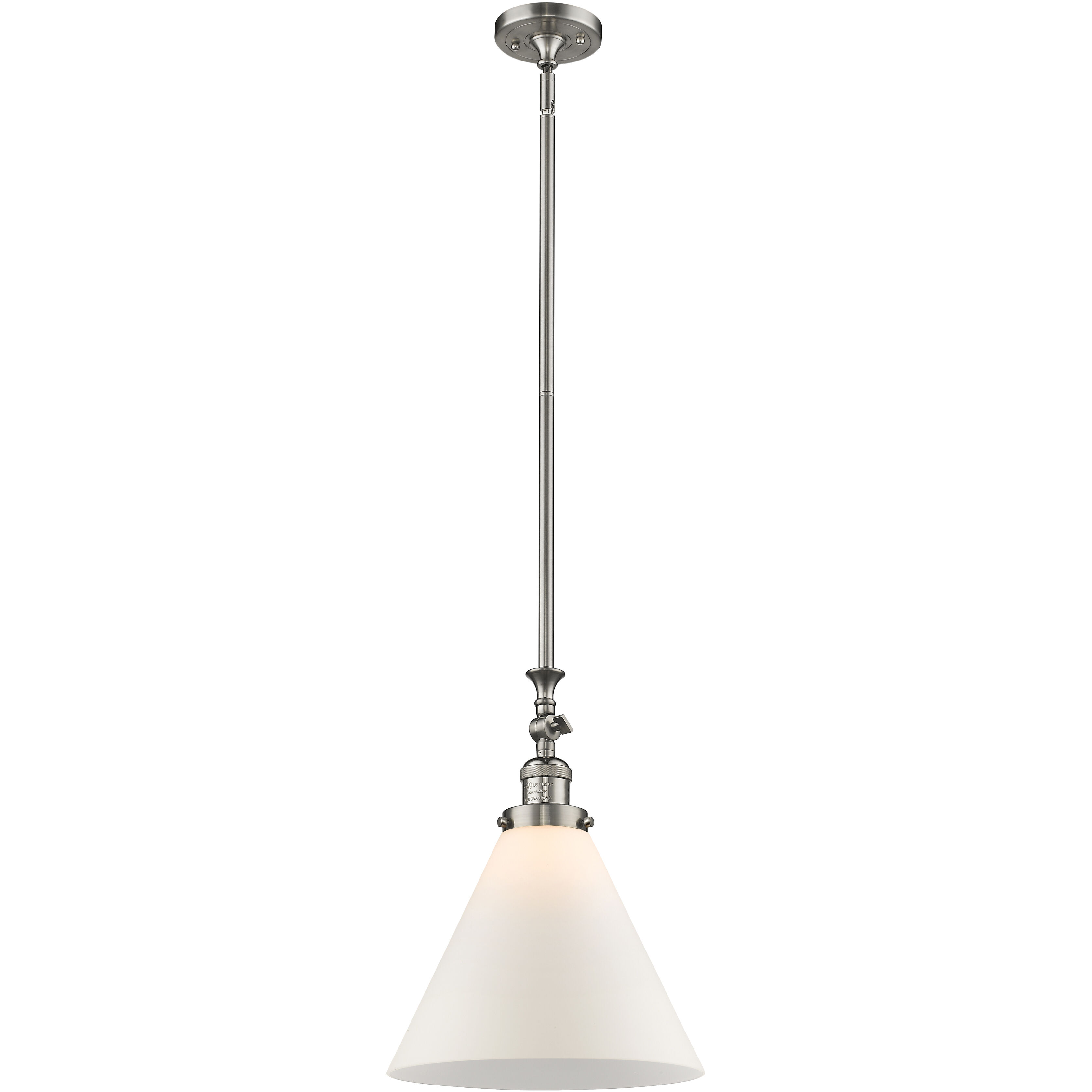 Franklin Restoration Cone 1 Light 12 inch Brushed Satin Nickel Mini Pendant Ceiling Light in Incandescent, Matte White, Franklin Restoration