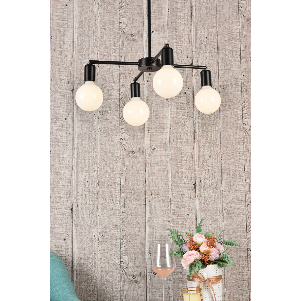 Cairo 4 Light 22.2 inch Black Pendant Ceiling Light