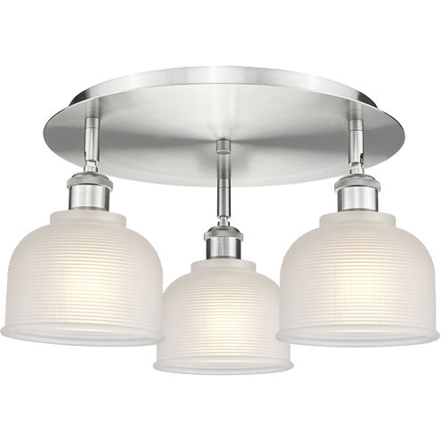 Dayton 3 Light 17.25 inch Satin Nickel Flush Mount Ceiling Light in White