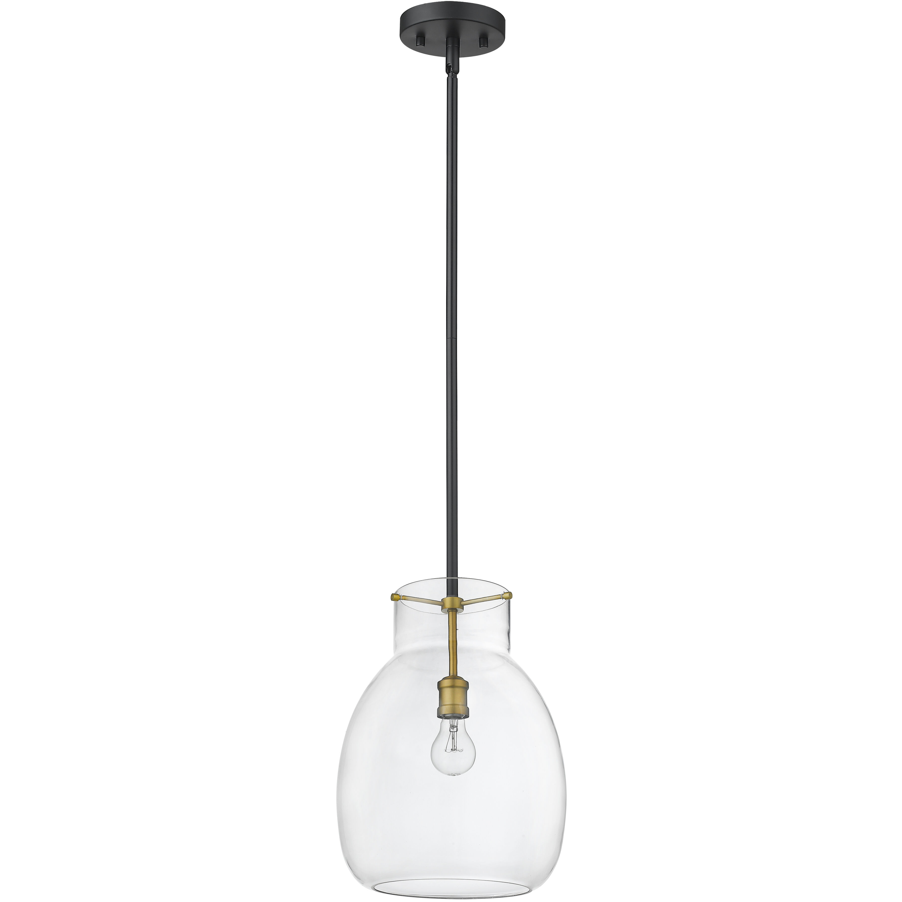 Bella 1 Light 12 inch Matte Black and Olde Brass Pendant Ceiling Light