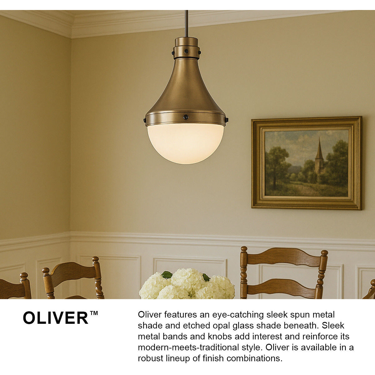 Oliver 1 Light 14.25 inch Heritage Brass with Black Oxide Indoor Pendant Ceiling Light