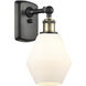 Ballston Cindyrella 1 Light 6 inch Black Antique Brass Sconce Wall Light in Incandescent, Matte White Glass