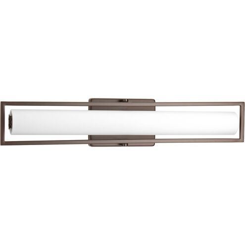 Frame LED 24 inch Architectural Bronze Bath Vanity Wall Light, Etched Opal Glass