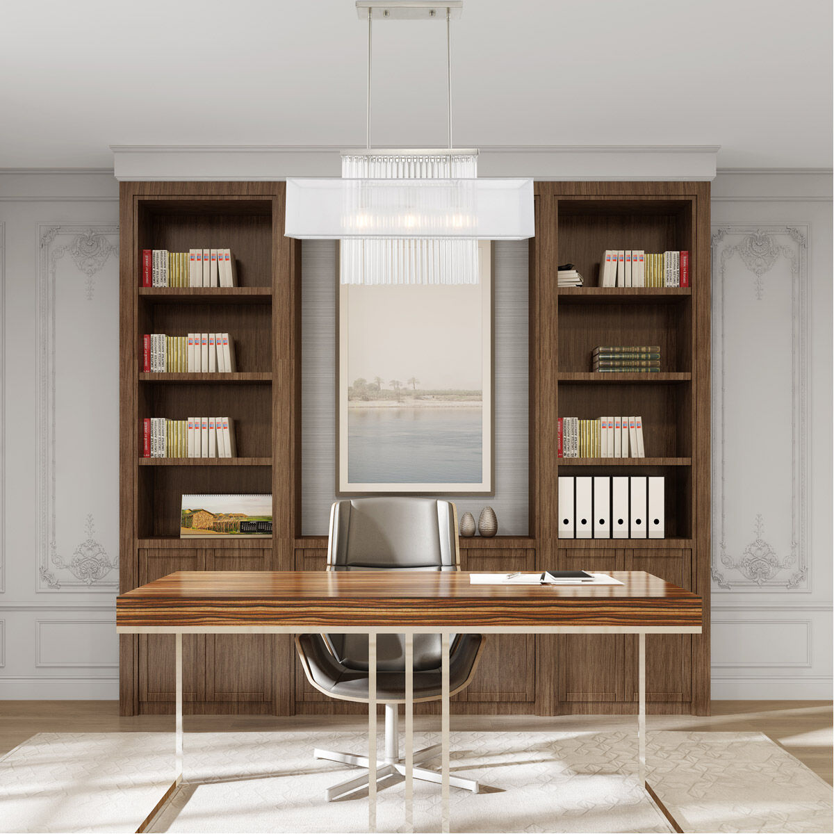 Alexis 3 Light 30 inch Brushed Nickel Linear Chandelier Ceiling Light