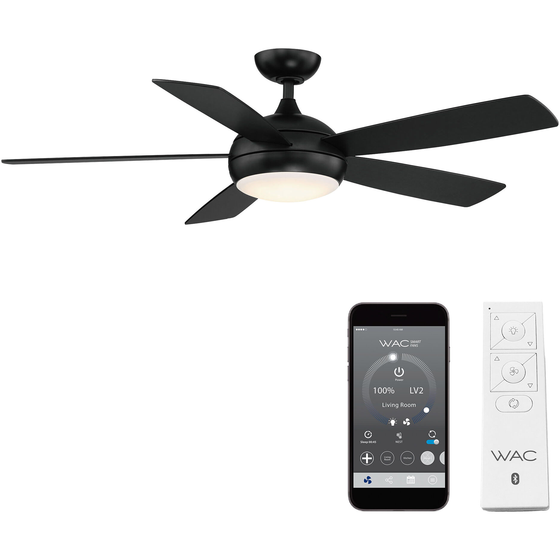 Odyssey 52 inch Matte Black Downrod Ceiling Fans, Smart Fan