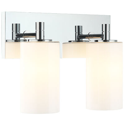 Candela 2 Light 13 inch Chrome Wall Sconce Wall Light in Chrome and Opal Glass