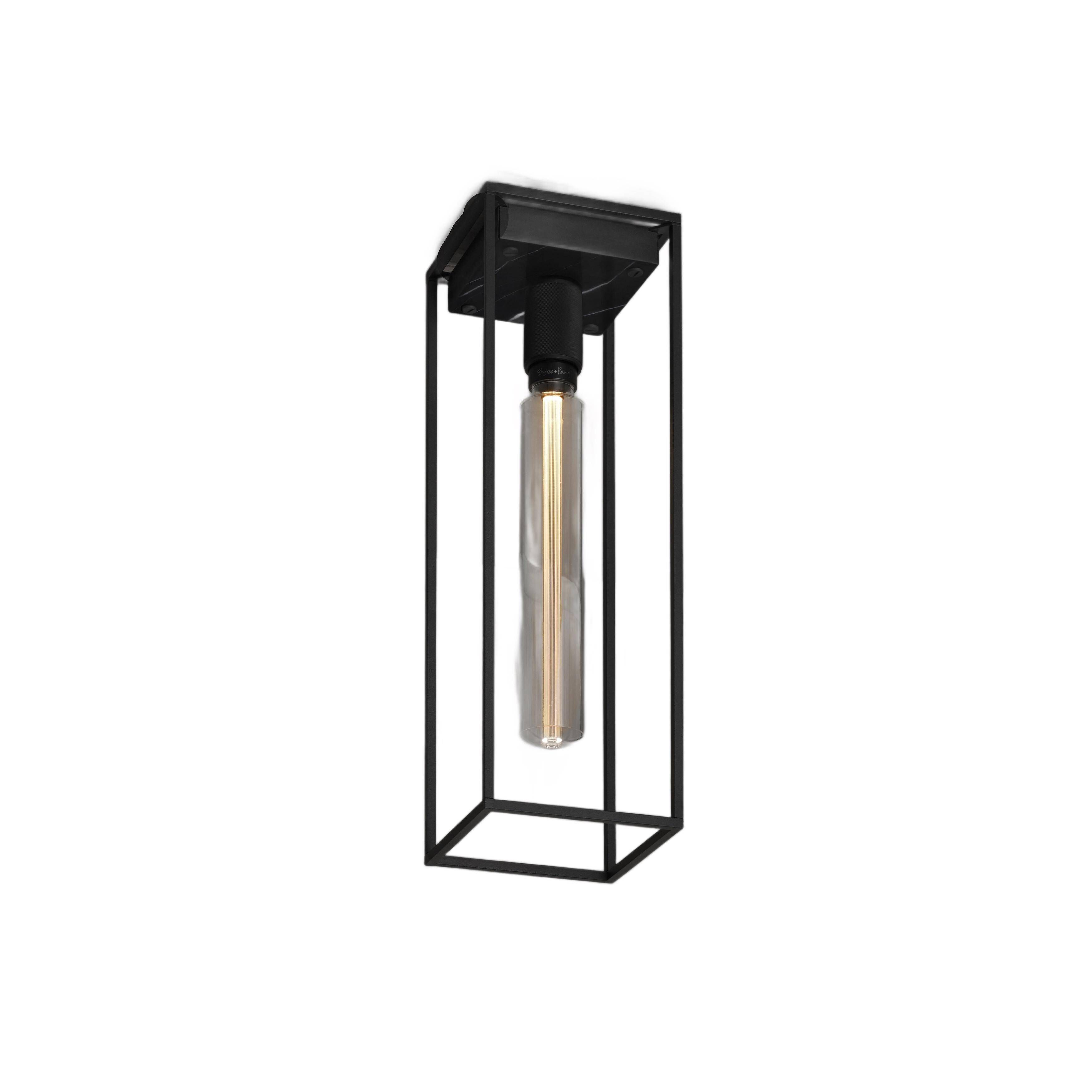 Caged 1 Light 6.69 inch Black Marble Semi-Flush Mount Ceiling Light