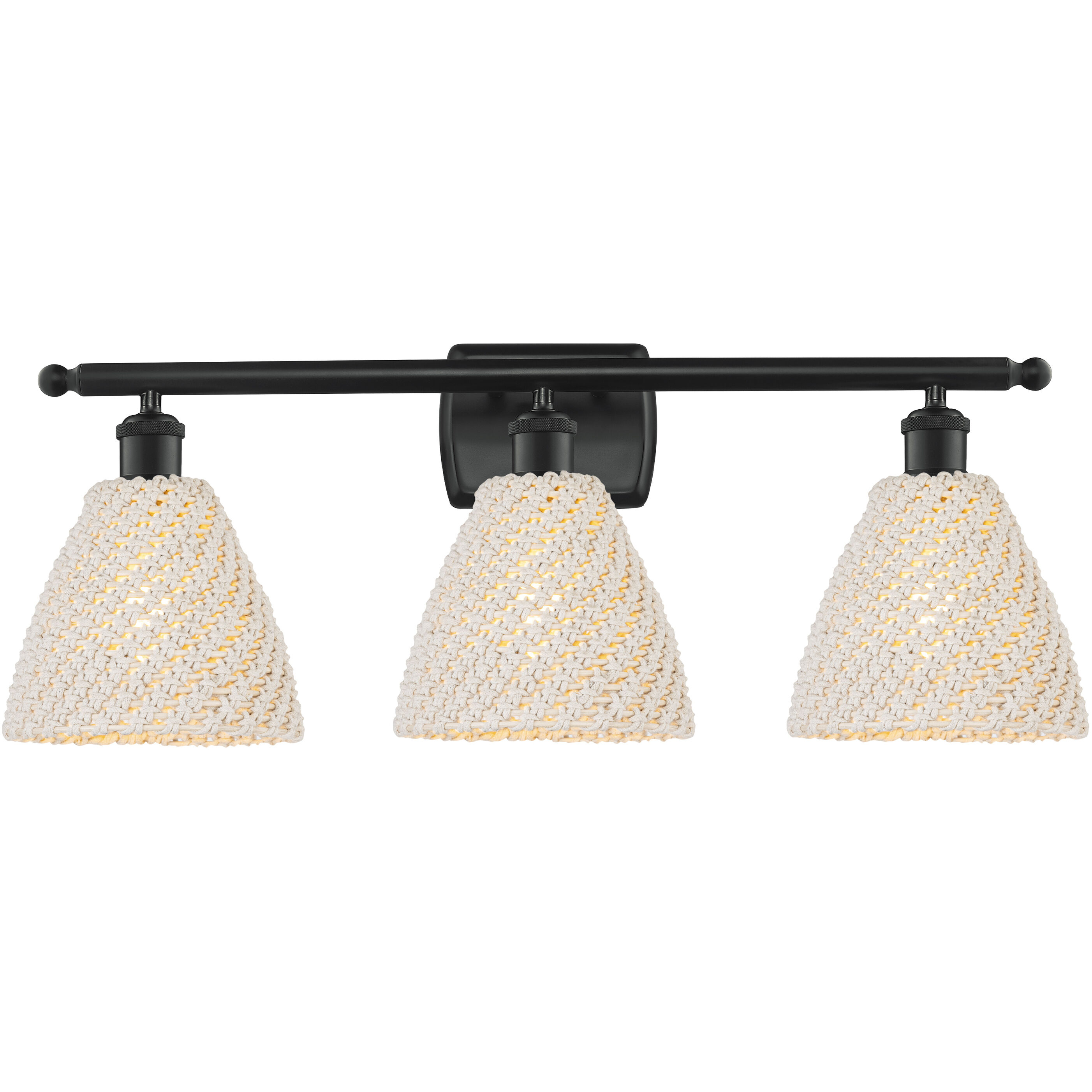 Ballston Bristol Natural 3 Light 27.5 inch Matte Black Bath Vanity Light Wall Light