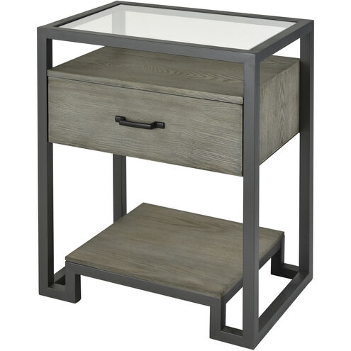 Mezzanine 26 X 20 inch Gray with Pewter and Clear Accent Table
