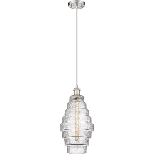 Ballston Cascade LED 8.25 inch Brushed Satin Nickel Mini Pendant Ceiling Light in Clear Glass