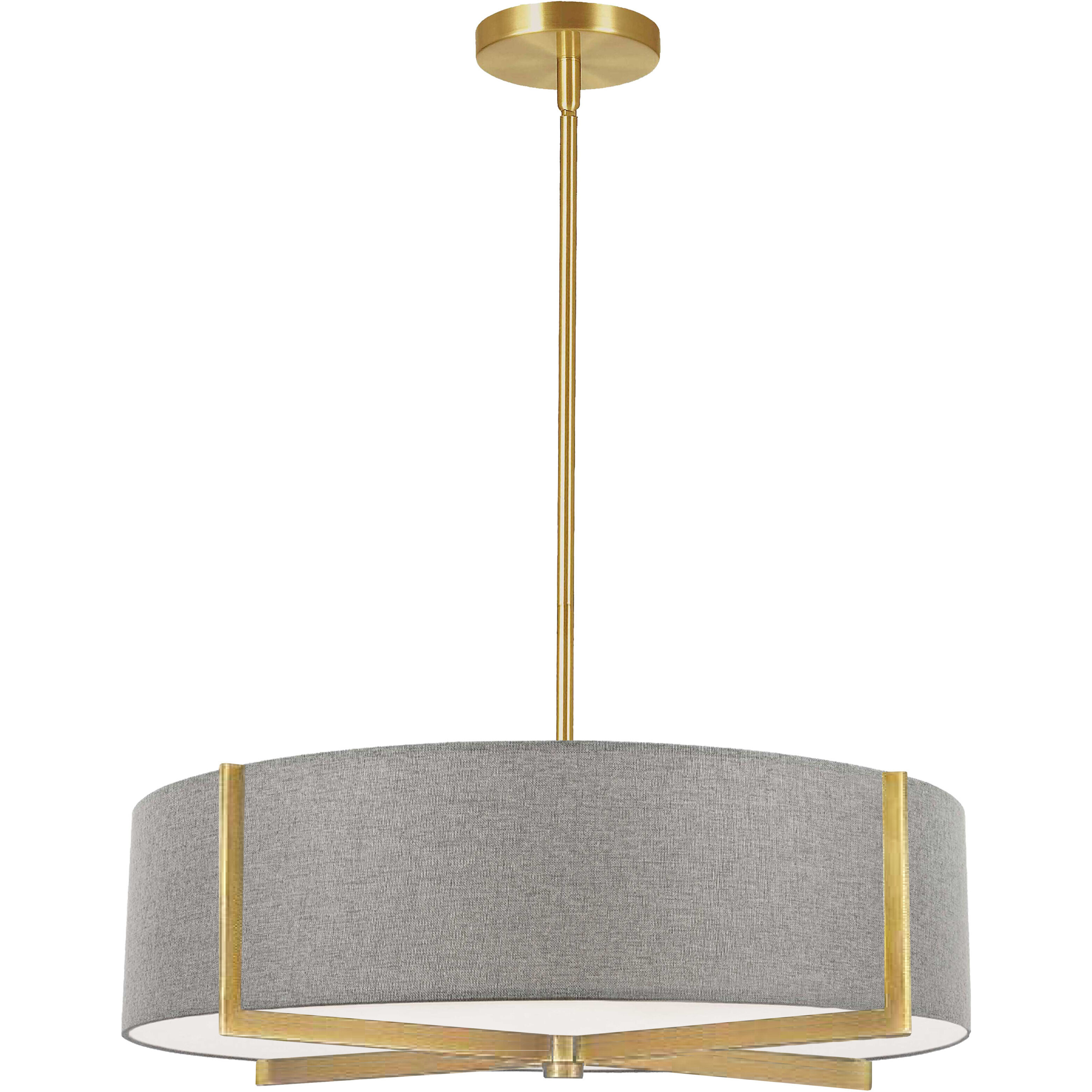 Preston 4 Light 20.75 inch Aged Brass with Grey Pendant Ceiling Light