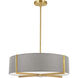 Preston 4 Light 20.75 inch Aged Brass with Grey Pendant Ceiling Light