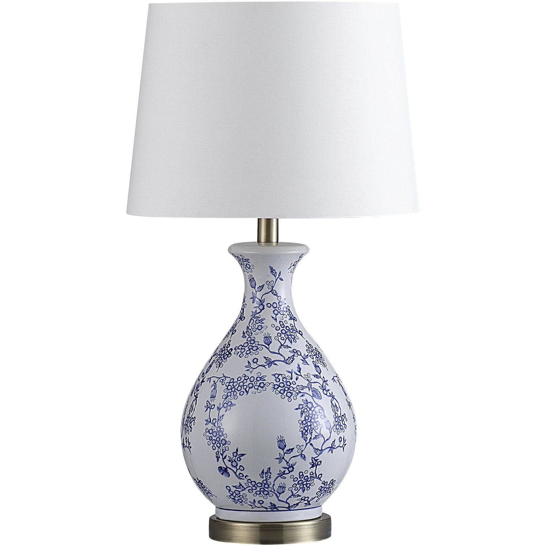 Isando 25.5 inch 100.00 watt White and Blue with Antique Brass Table Lamp Portable Light