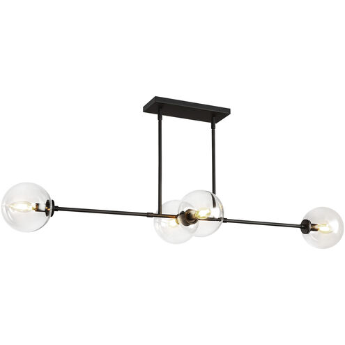 Alora Mood Cassia 4 Light 13.38 inch Matte Black Linear Pendant Ceiling Light in Clear Glass Shade