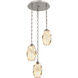 Ellisse 3 Light 18.5 inch Beige Silver Multi-Pendant Ceiling Light in Amber Optic, Diamond Chain