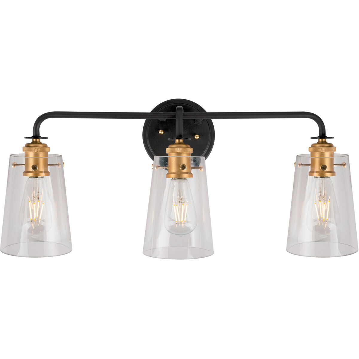 Ronna 3 Light 25 inch Black and Soft Gold Bath & Vanity Wall Light