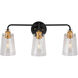 Ronna 3 Light 25 inch Black and Soft Gold Bath & Vanity Wall Light