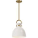 Waldo 1 Light 10.5 inch Aged Gold Pendant Ceiling Light in Glossy Opal Glass