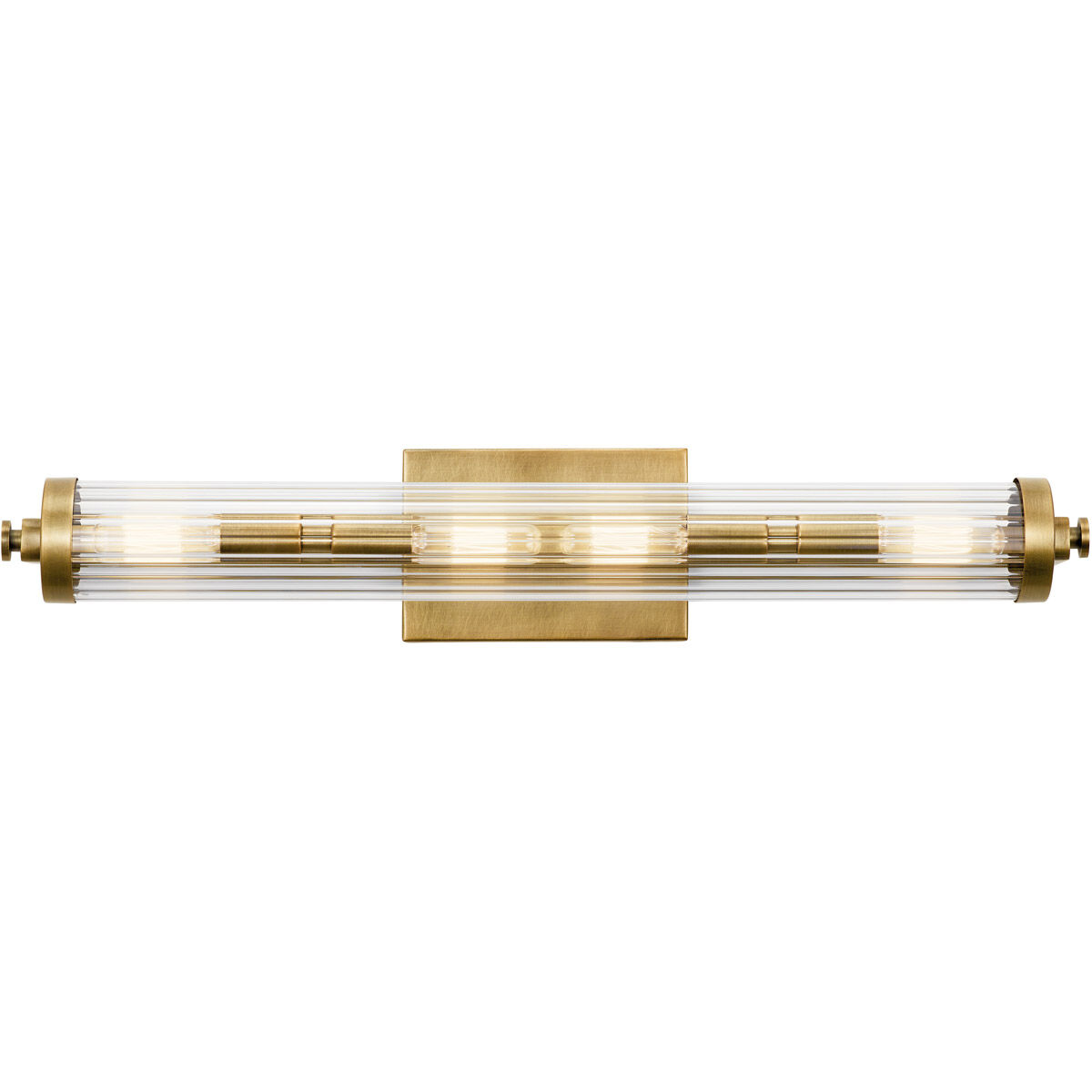 Azores 4 Light 25 inch Natural Brass Linear Bath Medium Wall Light, Medium