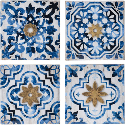 Anita White/Indigo Wall Décor, Set of 4