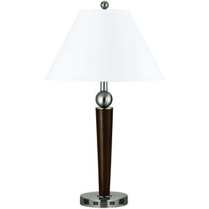 Hotel 29 inch 100 watt Espresso and Brushed Steel Night Stand Lamp Portable Light
