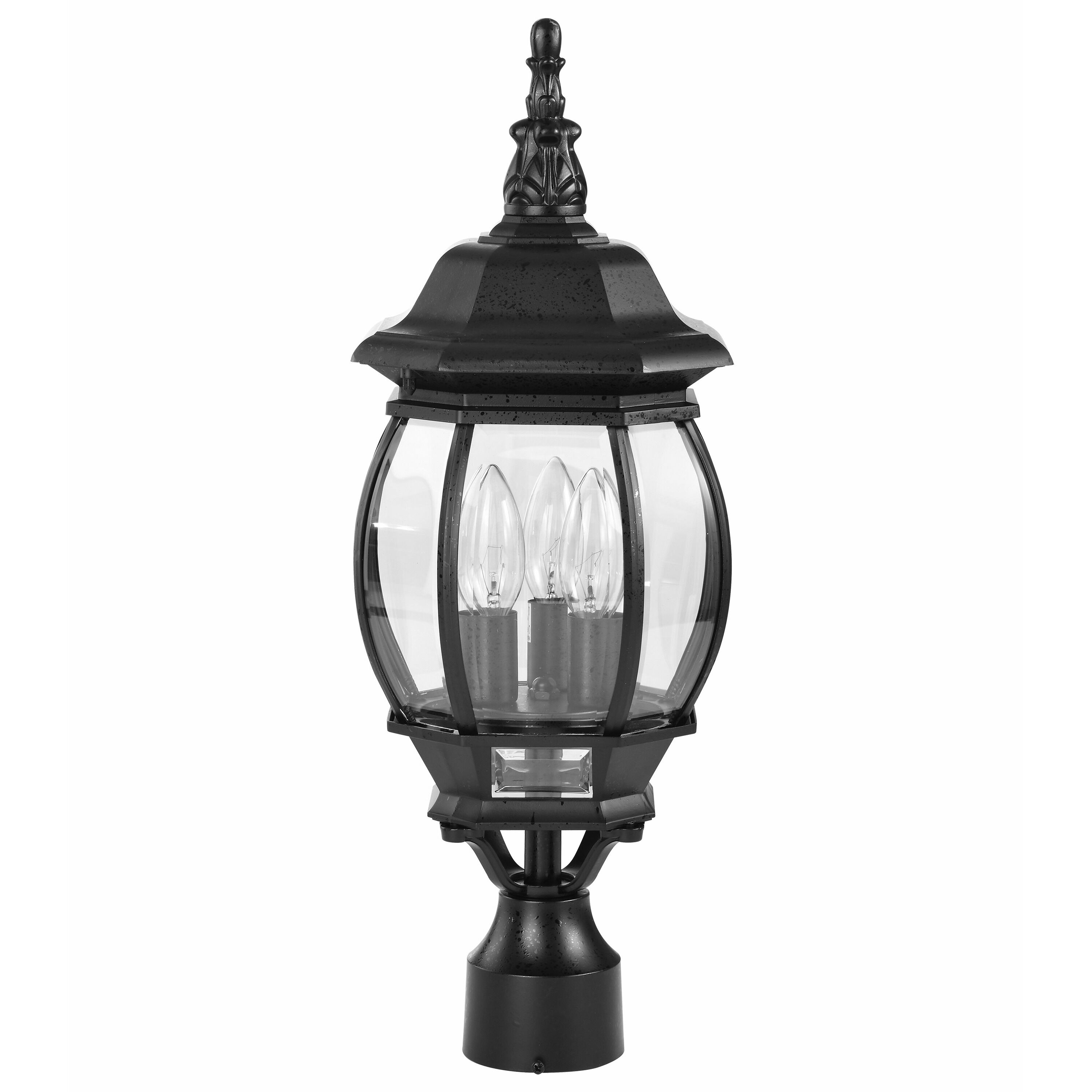 Central Park 3 Light 21 inch Textured Black Outdoor Post Lantern