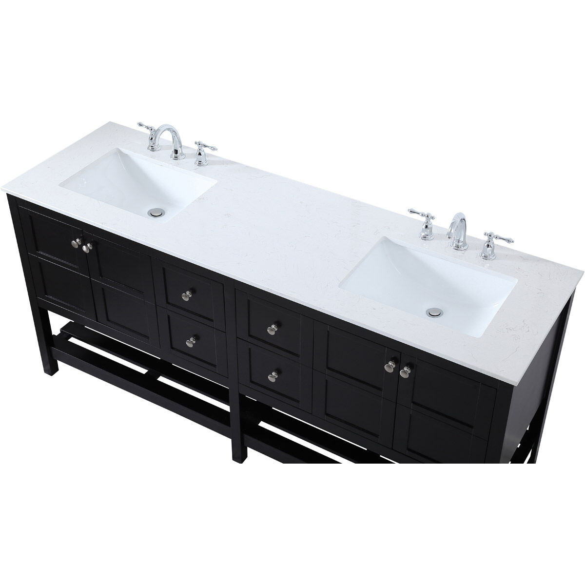 Theo 72 X 22 X 34 inch Black Vanity Sink Set