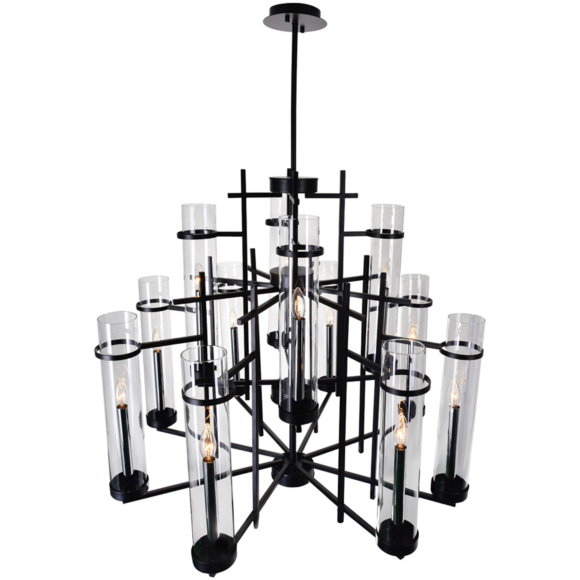 Sierra 12 Light 38 inch Black Up Chandelier Ceiling Light