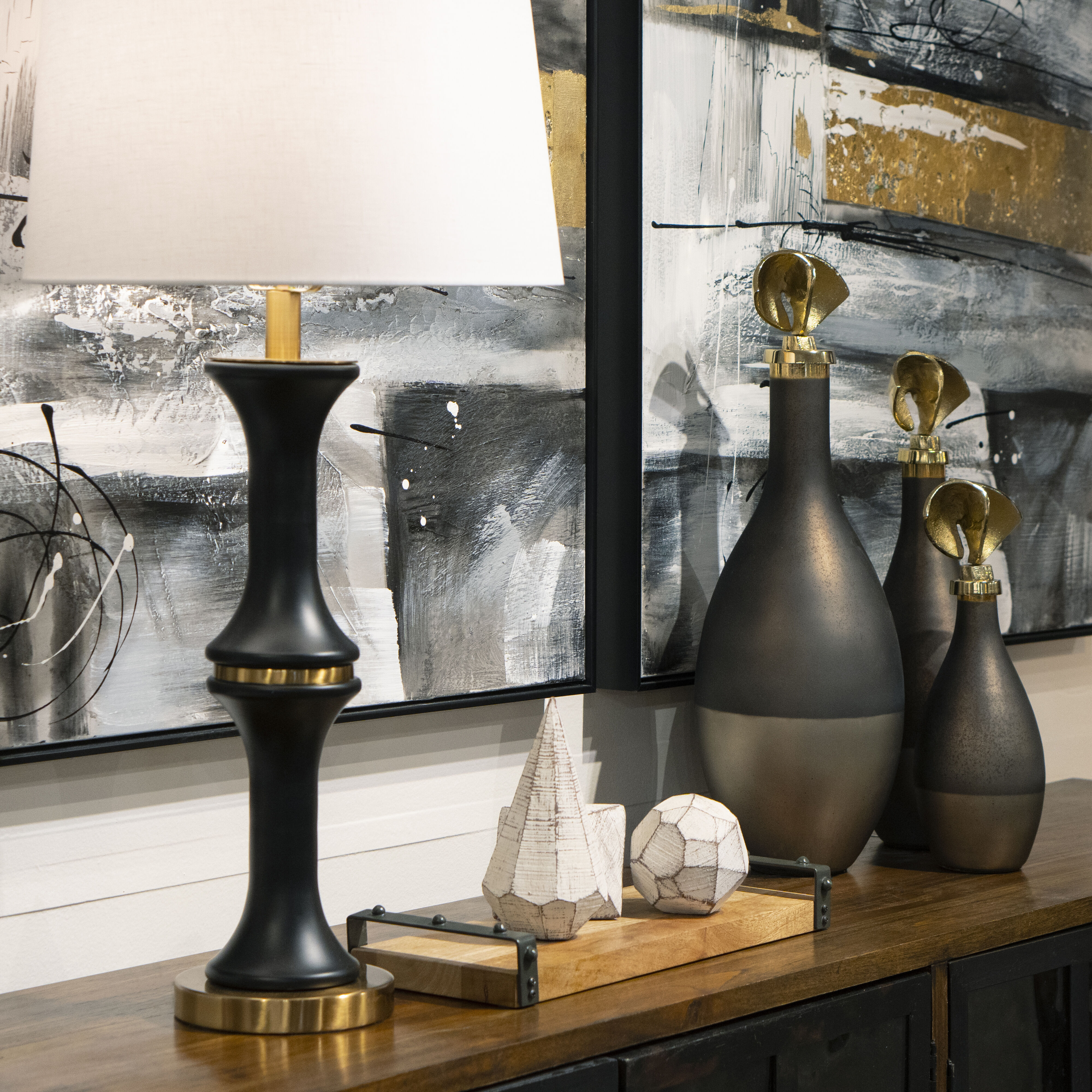 Aimee Metallic Brown with Gold Bottle, Set of 3