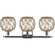 Ballston Farmhouse Rope 3 Light 28 inch Polished Chrome Bath Vanity Light Wall Light in Bulb Not Included, Clear Glass with Brown Rope, Ballston