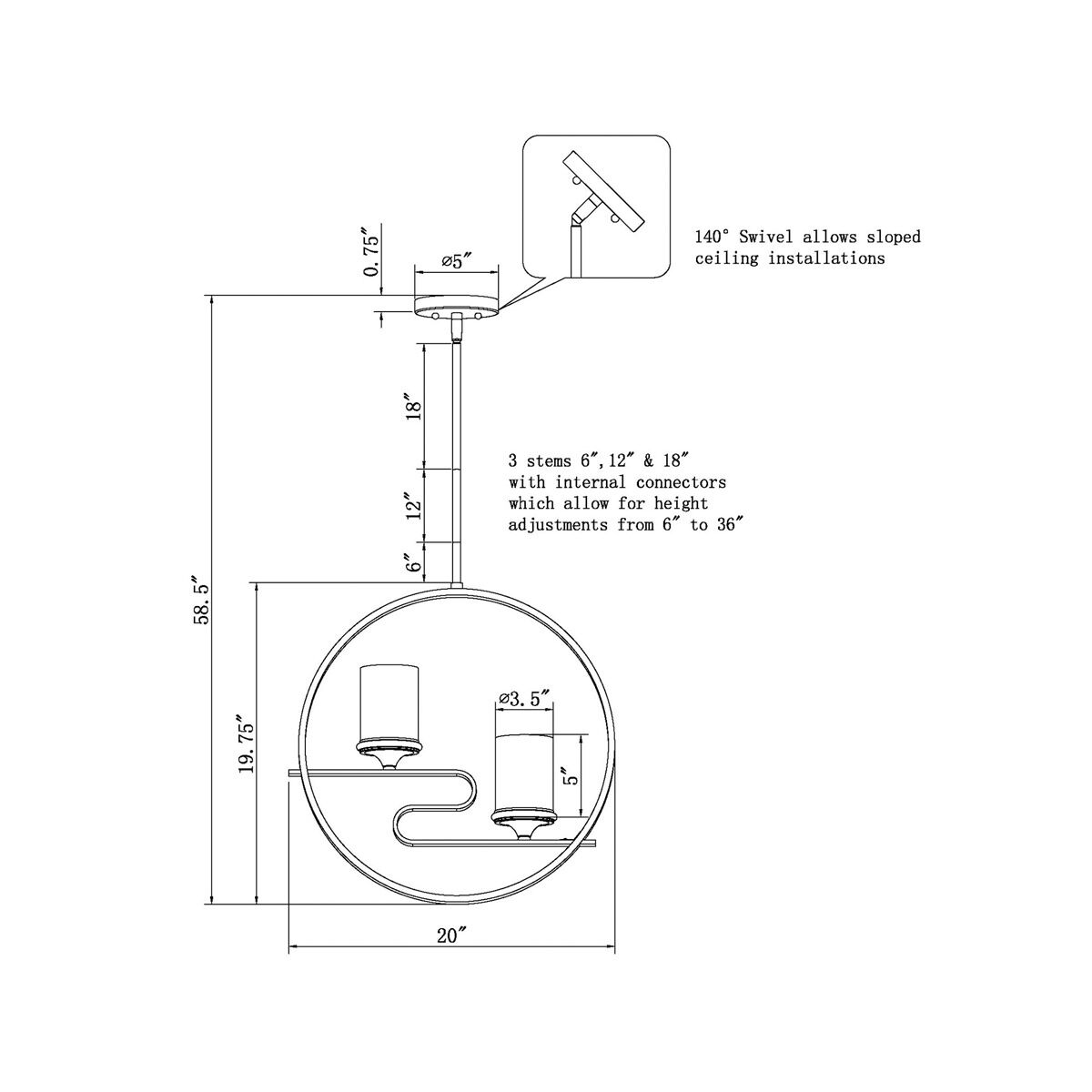Signature 2 Light 20 inch Antique Bronze Foyer Pendant Ceiling Light