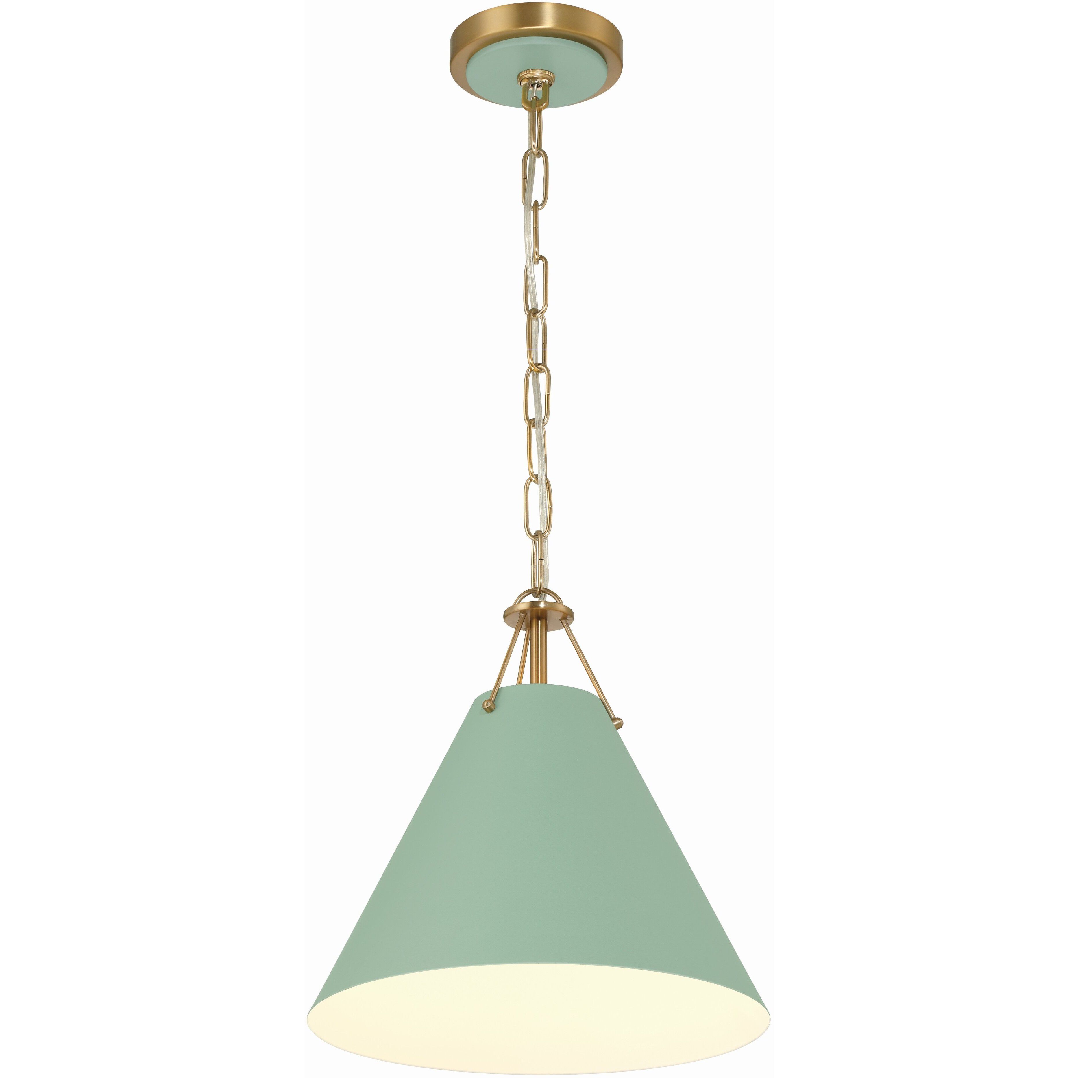 Xavier 1 Light 12 inch Vibrant Gold Mini Pendant Ceiling Light in Vibrant Gold and Green