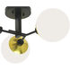 Triple Play 3 Light 24.38 inch Polished Brass with Matte Black Semi Flush Mount Ceiling Light