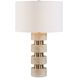 Makani 25.75 inch 150 watt Travertine and Antique Gold Table Lamp Portable Light