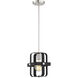 Prana 1 Light 8 inch Matte Black and Brushed Nickel Mini Pendant Ceiling Light