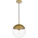 Eclipse 1 Light 12 inch Brass Pendant Ceiling Light