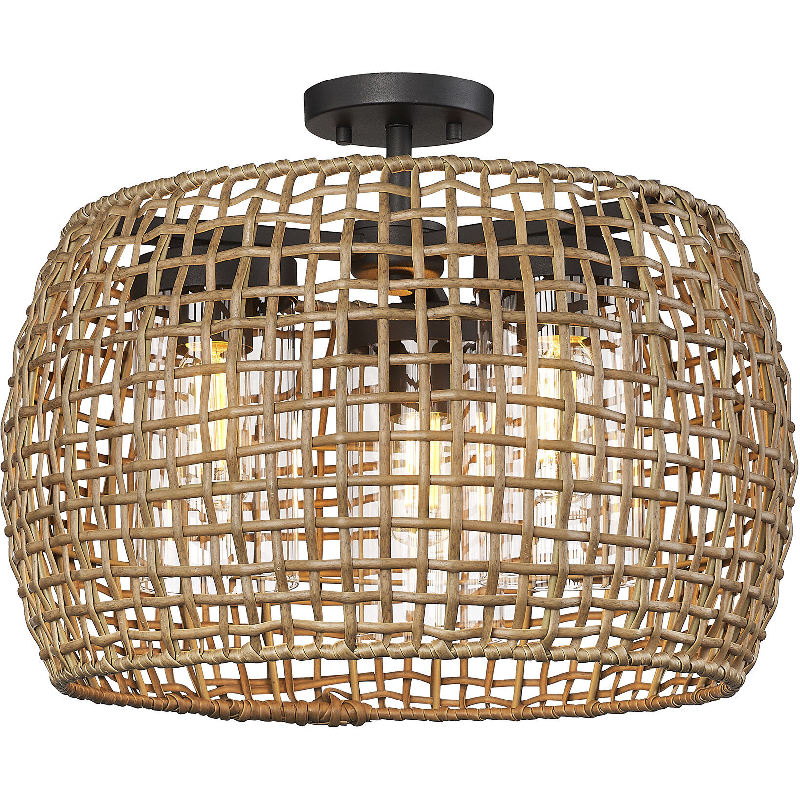 Piper 3 Light 15 inch Natural Black Outdoor Ceiling