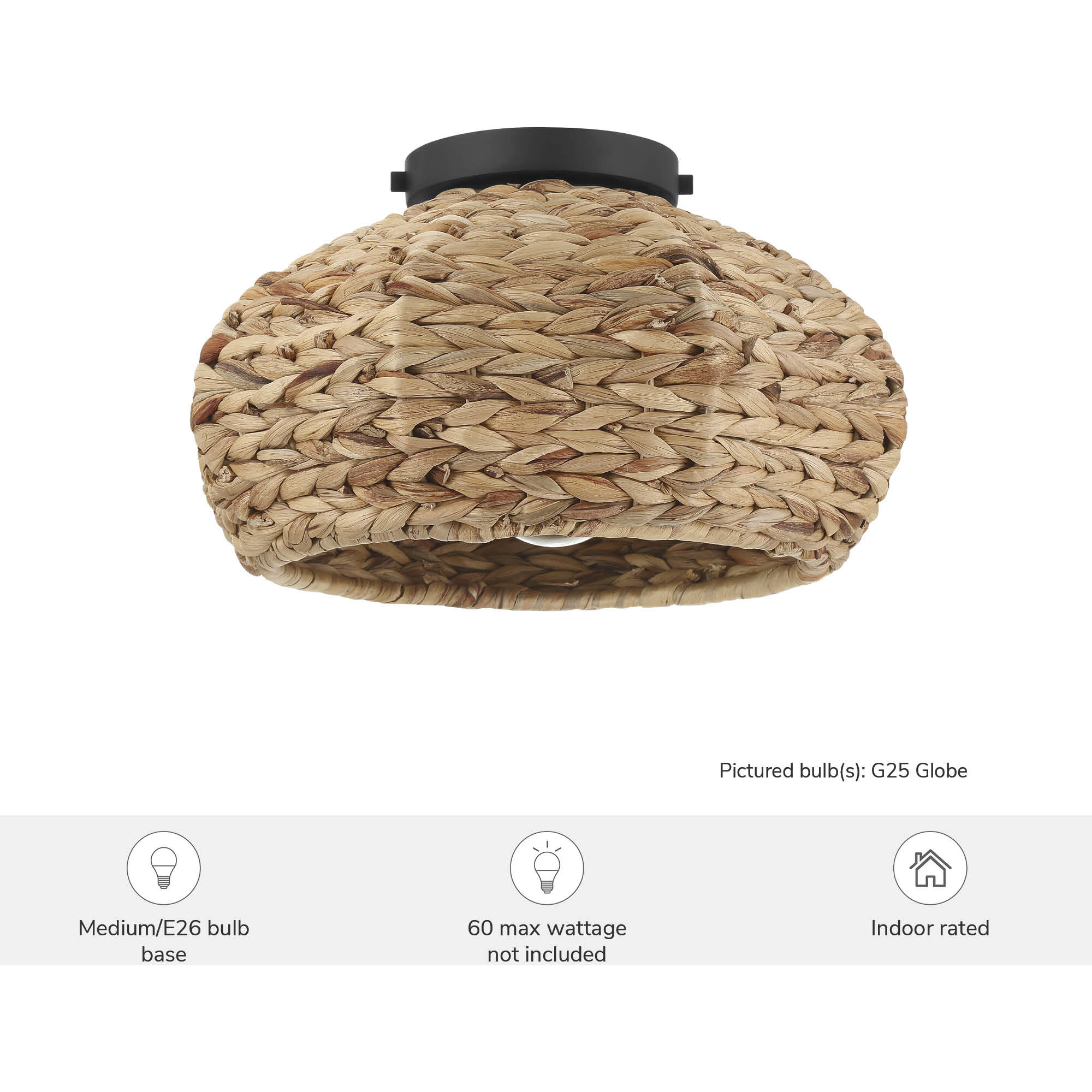 Cambria 1 Light 14 inch Matte Black Flush Mount Ceiling Light, Medium