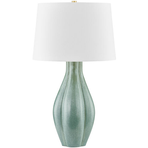 Galloway 30.75 inch 25.00 watt Aged Brass and Ceramic Moss Ivory Table Lamp Portable Light
