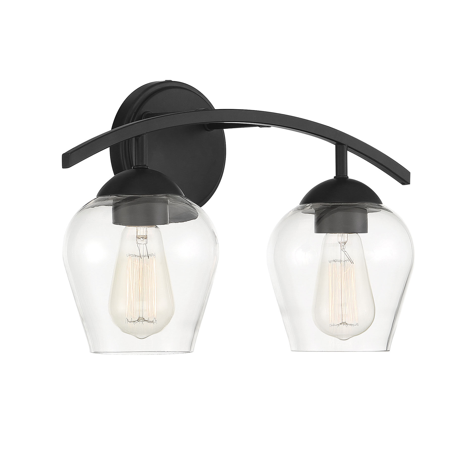 Transitional 2 Light 16 inch Matte Black Bathroom Vanity Light Wall Light