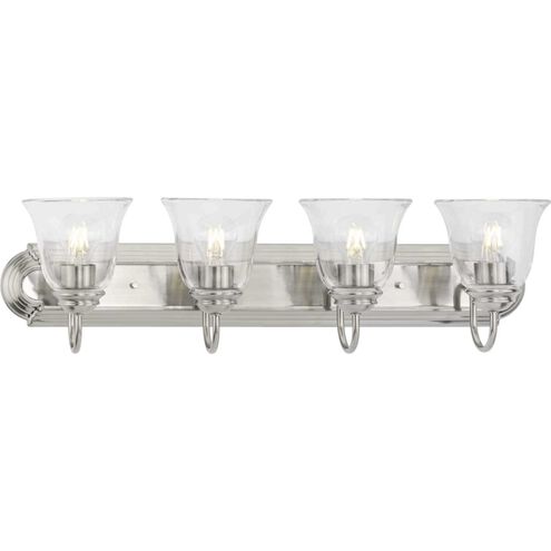 Clear Glass 4 Light 30 inch Brushed Nickel Vanity Light Wall Light