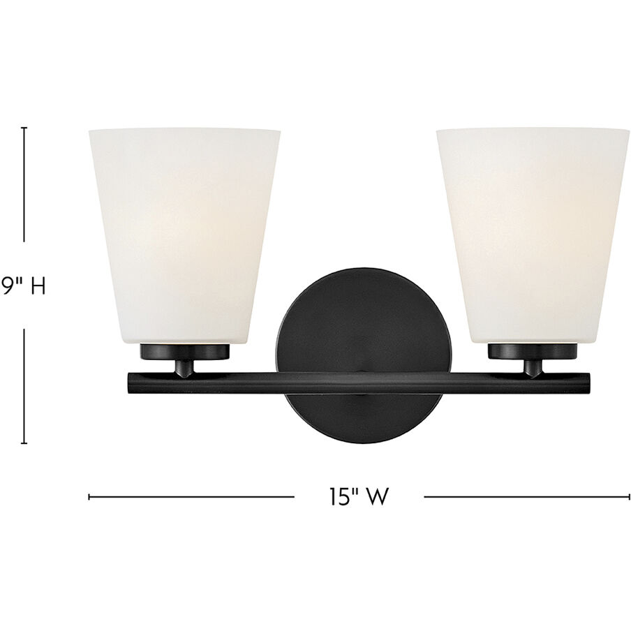 Bri 2 Light 15 inch Black Bath Light Wall Light
