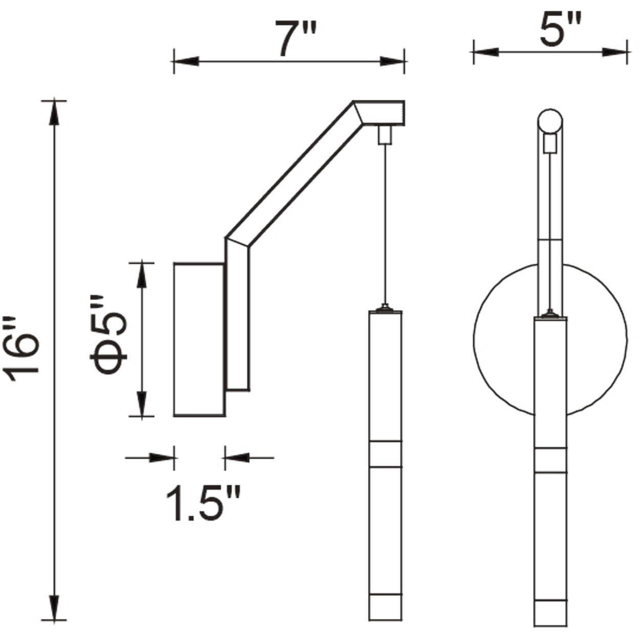 Flute LED 6 inch Black Wall Sconce Wall Light