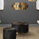 Thackeray 16 inch Espresso Hide & Antique Brass Metal Round Pouf